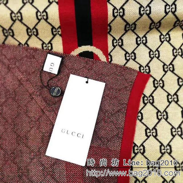 GUCCI古馳專櫃同步 2018男士冬季精品針織羊毛圍巾 男女同款 LLWJ6122